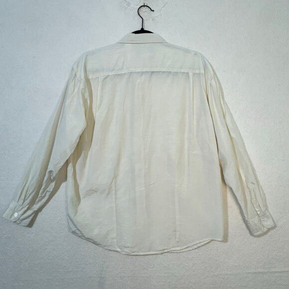 ESprit VTG Ivory White Button-Up Long-Sleeve Silk Blouse Shirt Size Medium - Picture 4 of 6